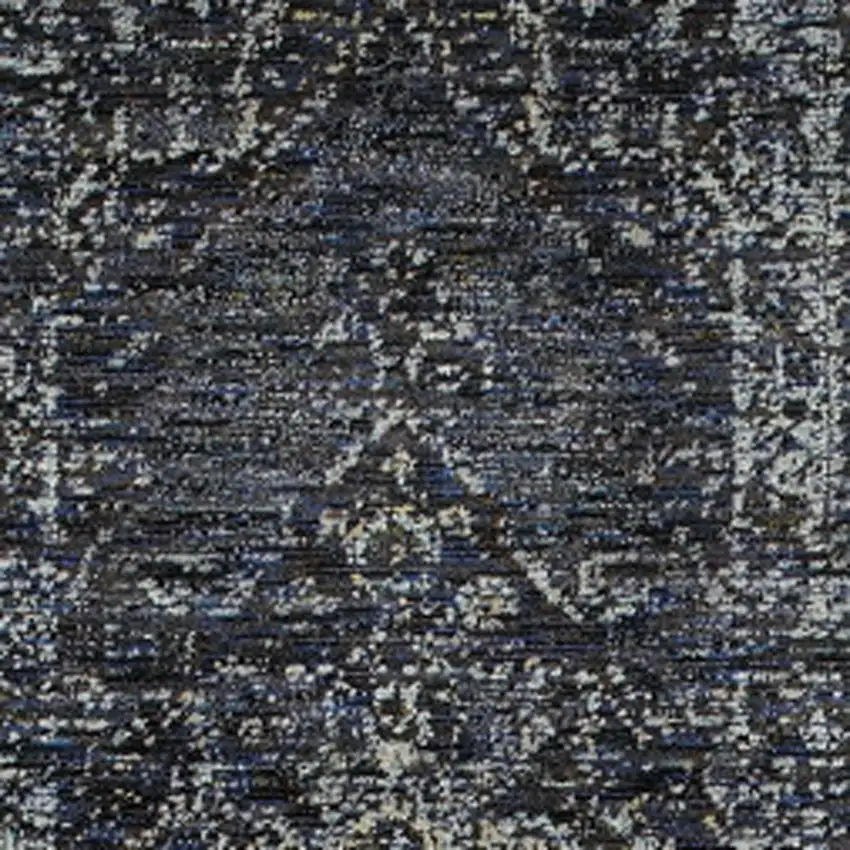 8' Blue And Ivory Oriental Runner Rug Photo 4