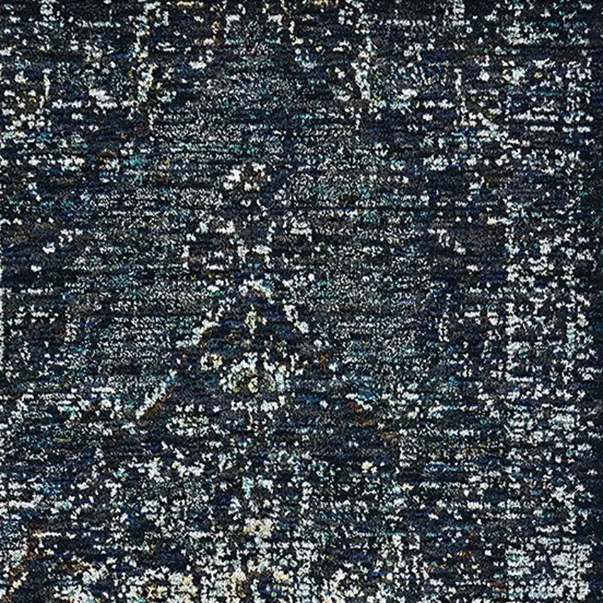 Blue And Brown Oriental Power Loom Stain Resistant Runner Rug Photo 3