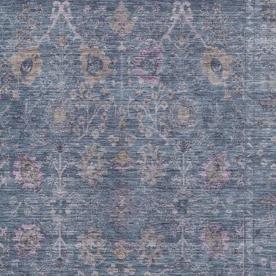 Blue And Brown Oriental Washable Area Rug With UV Protection Photo 3