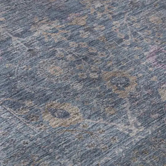 Blue And Brown Oriental Washable Area Rug With UV Protection Photo 1