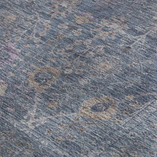 Blue And Brown Oriental Washable Area Rug With UV Protection Photo 2