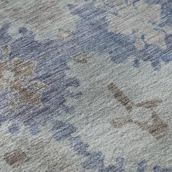 Blue And Brown Oriental Washable Area Rug With UV Protection Photo 9