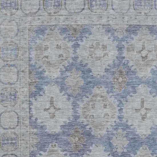 Blue And Brown Oriental Washable Area Rug With UV Protection Photo 2