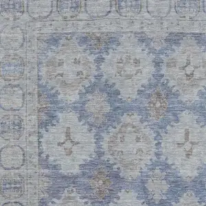 Photo of Blue And Brown Oriental Washable Area Rug With UV Protection