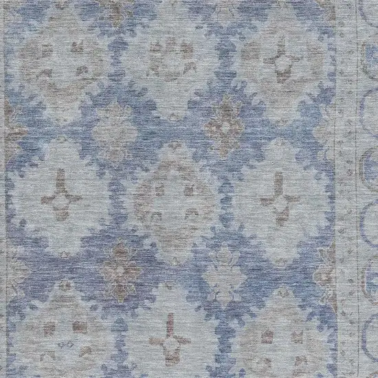 Blue And Brown Oriental Washable Area Rug With UV Protection Photo 2
