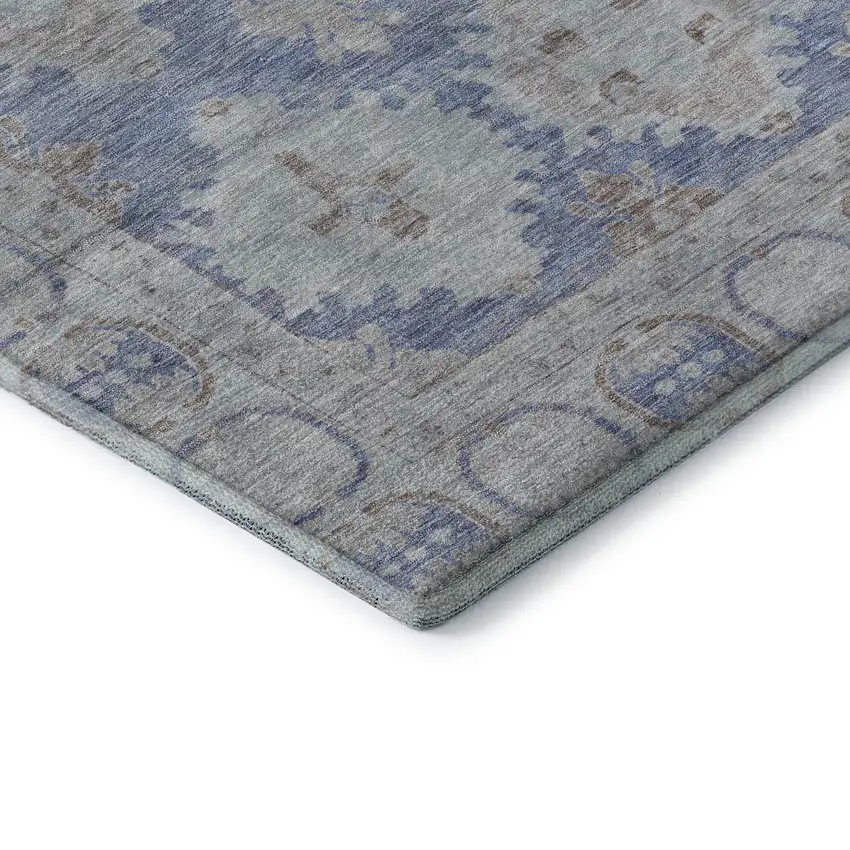 Blue And Brown Oriental Washable Area Rug With UV Protection Photo 7