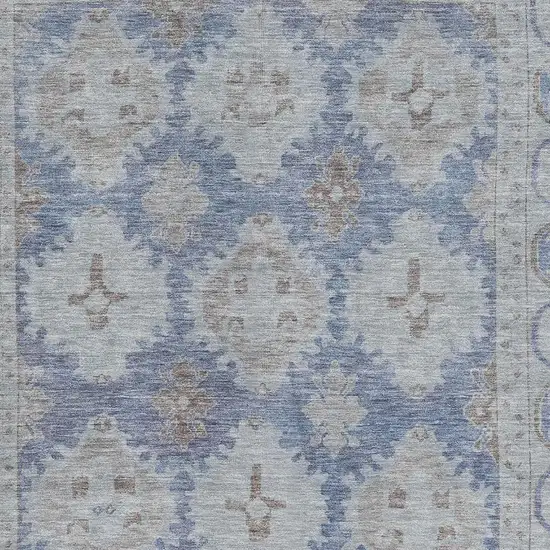 Blue And Brown Oriental Washable Area Rug With UV Protection Photo 2