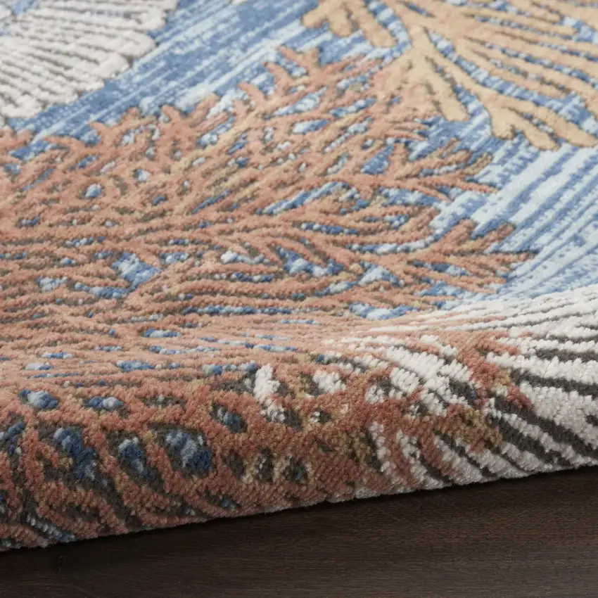 Blue And Brown Seashell and Coral Non Skid Area Rug Photo 7
