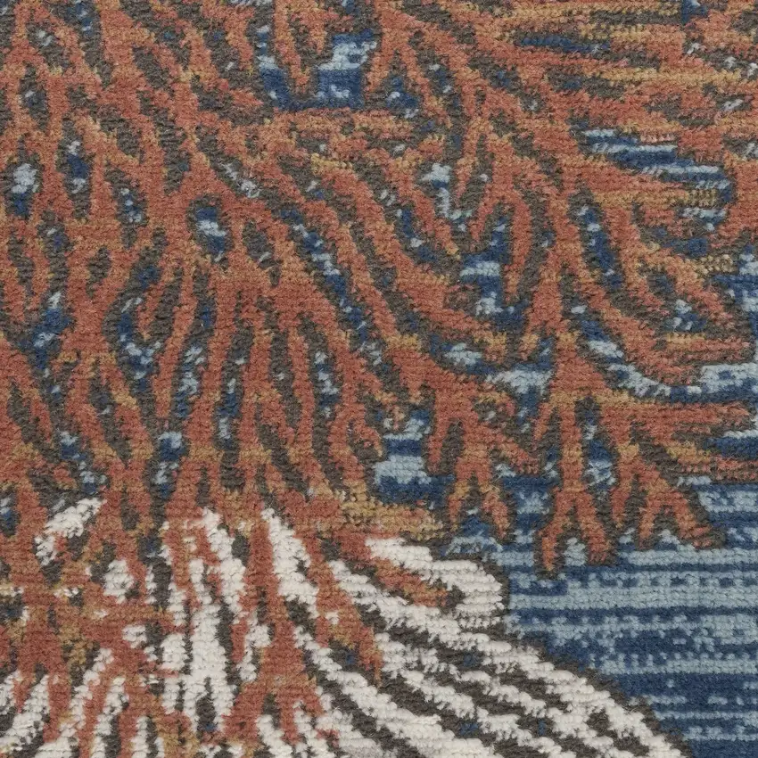 Blue And Brown Seashell and Coral Non Skid Area Rug Photo 2