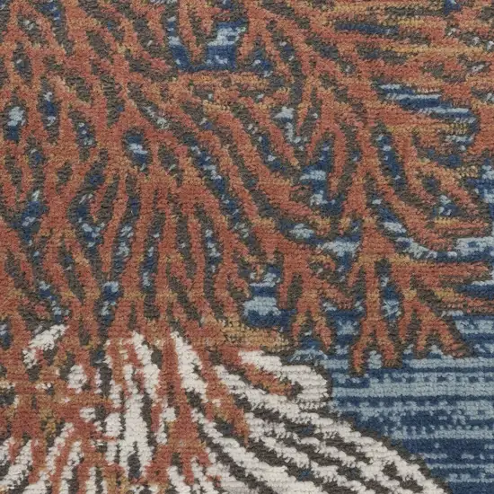 Blue And Brown Seashell and Coral Non Skid Area Rug Photo 2