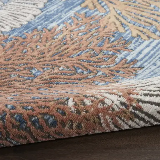 Blue And Brown Seashell and Coral Non Skid Area Rug Photo 8
