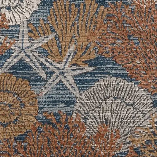 Blue And Brown Seashell and Coral Non Skid Area Rug Photo 5