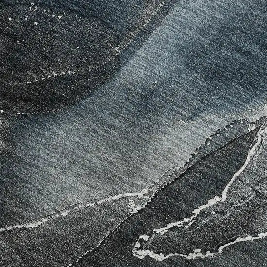 Blue And Charcoal Abstract Washable Area Rug With UV Protection Photo 5