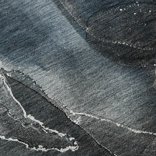 Blue And Charcoal Abstract Washable Area Rug With UV Protection Photo 3