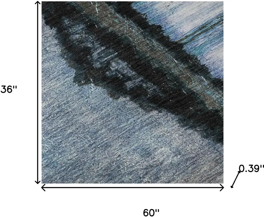 Blue And Charcoal Abstract Washable Area Rug With UV Protection Photo 9