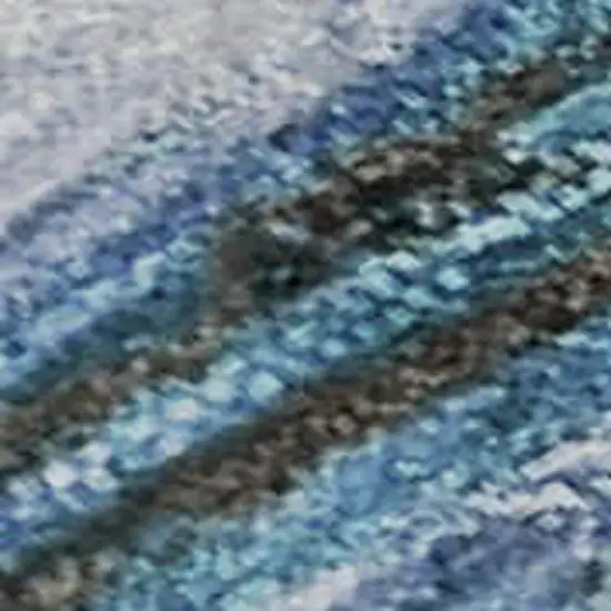 Blue And Charcoal Abstract Washable Area Rug With UV Protection Photo 1