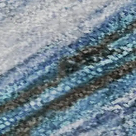 Blue And Charcoal Abstract Washable Area Rug With UV Protection Photo 3