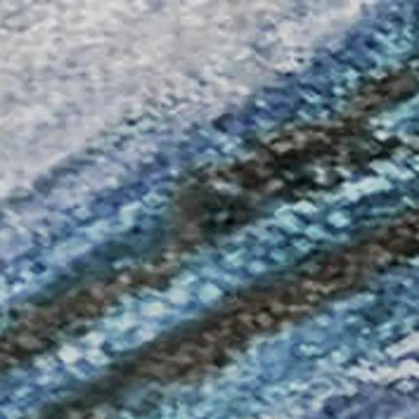 Blue And Charcoal Abstract Washable Area Rug With UV Protection Photo 1