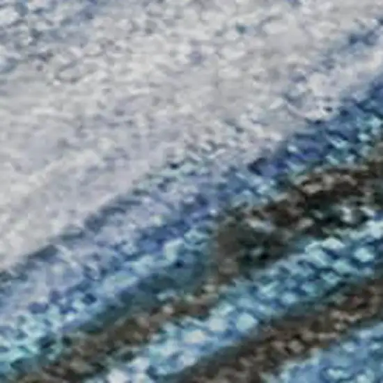 Blue And Charcoal Abstract Washable Area Rug With UV Protection Photo 1