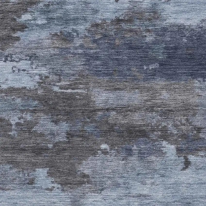 Blue And Charcoal Abstract Washable Area Rug With UV Protection Photo 3