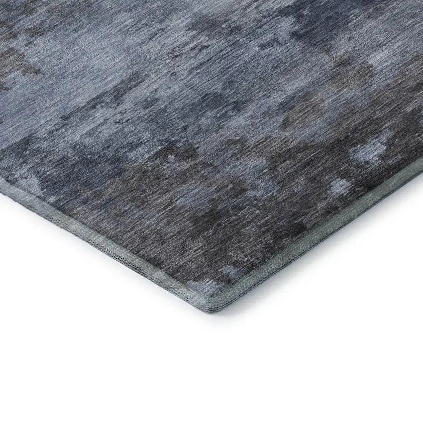 Blue And Charcoal Abstract Washable Area Rug With UV Protection Photo 7