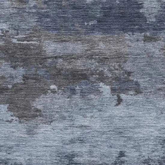 Blue And Charcoal Abstract Washable Area Rug With UV Protection Photo 3