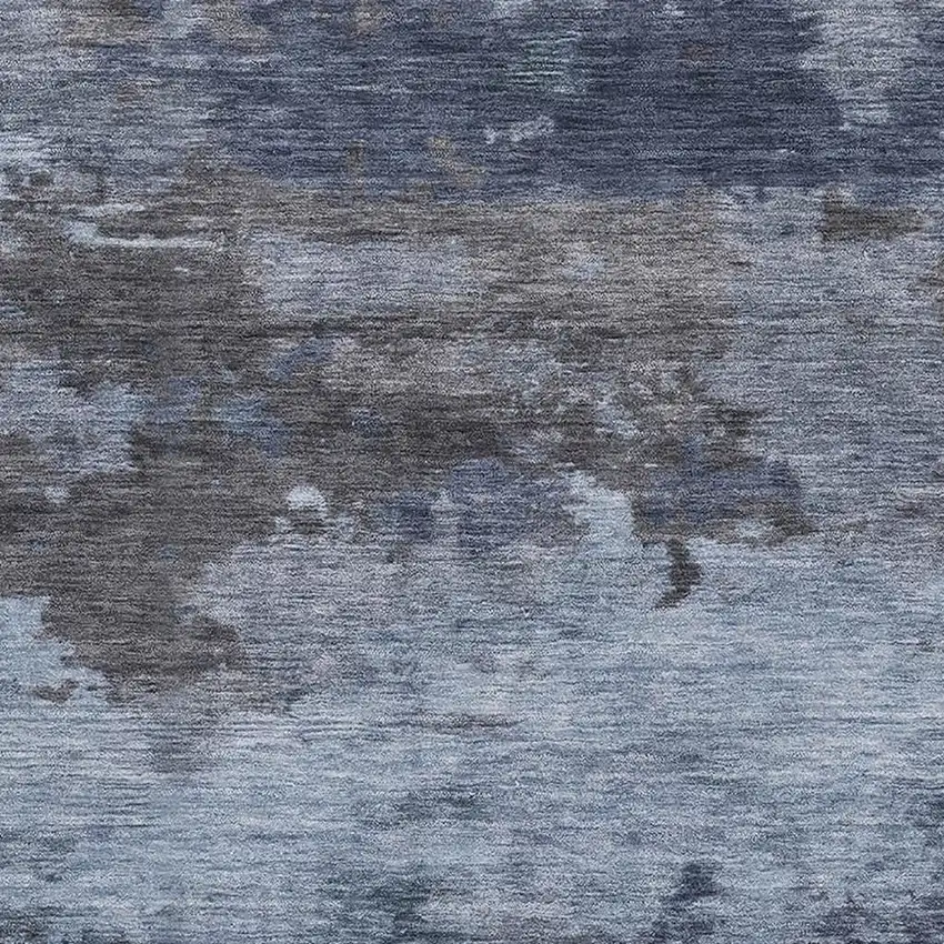 Blue And Charcoal Abstract Washable Area Rug With UV Protection Photo 3