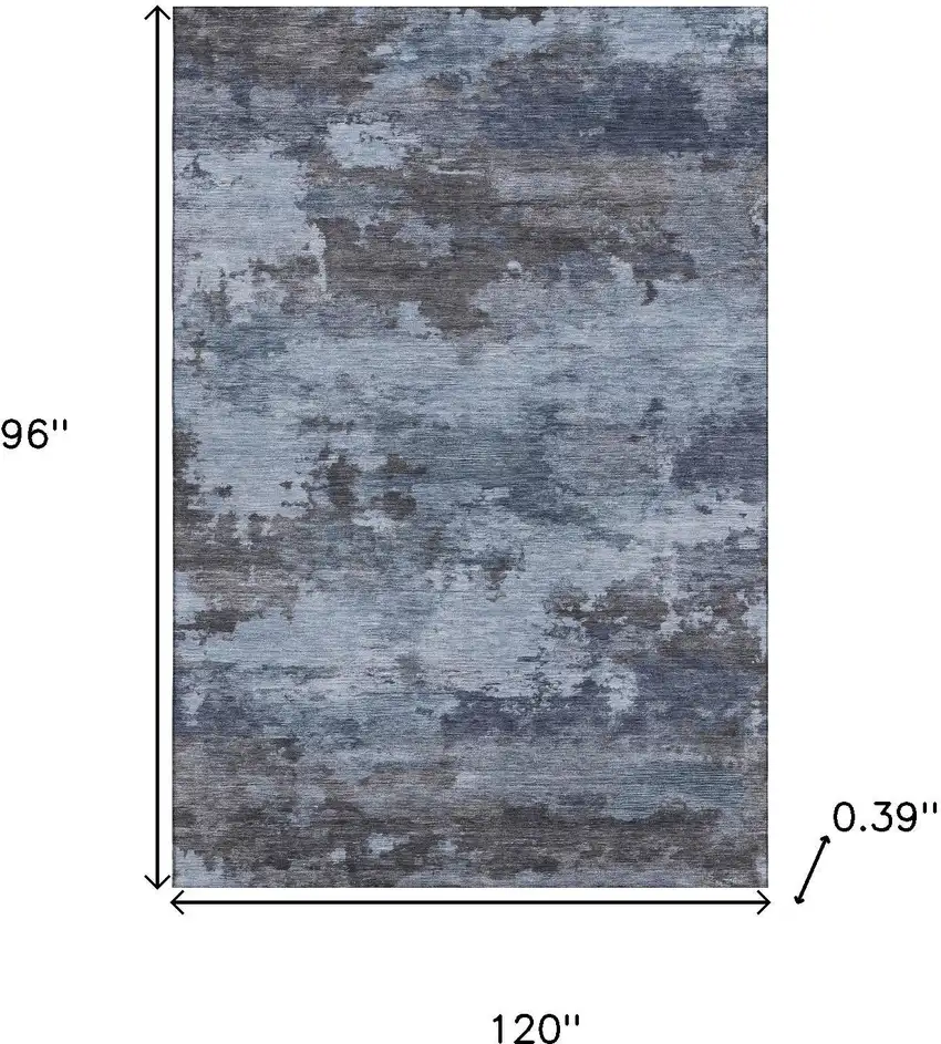 Blue And Charcoal Abstract Washable Area Rug With UV Protection Photo 9