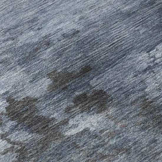 Blue And Charcoal Abstract Washable Area Rug With UV Protection Photo 8