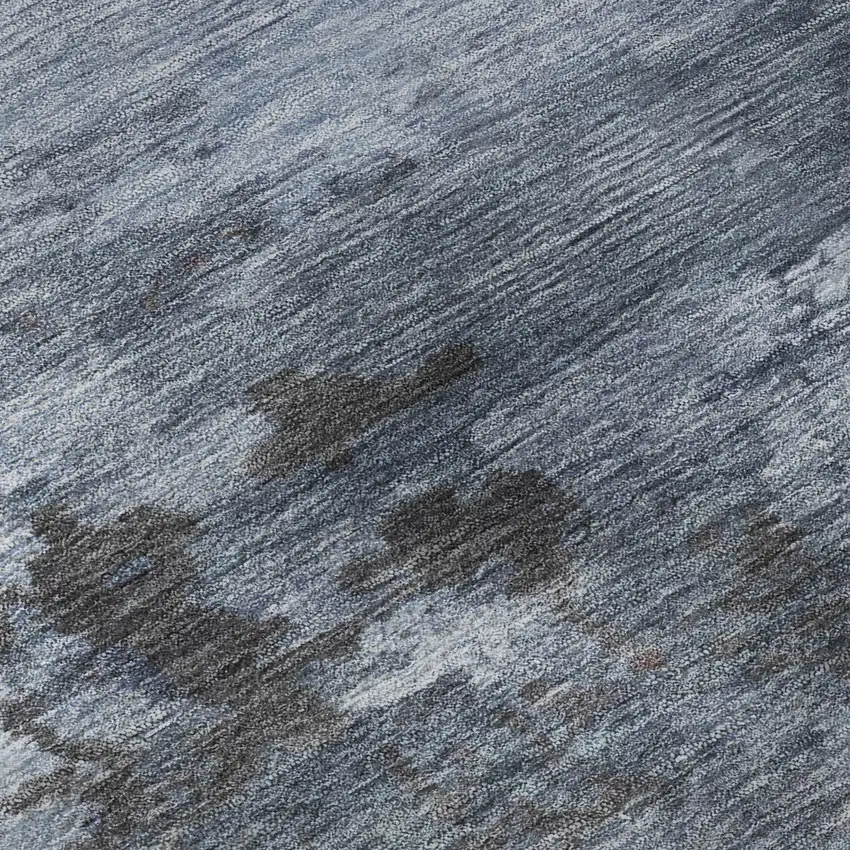 Blue And Charcoal Abstract Washable Area Rug With UV Protection Photo 8