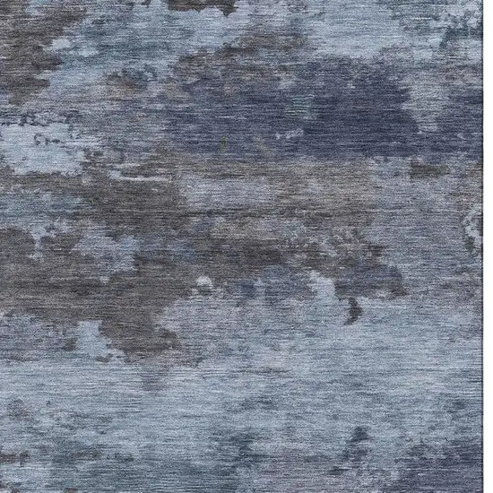 Blue And Charcoal Abstract Washable Area Rug With UV Protection Photo 4
