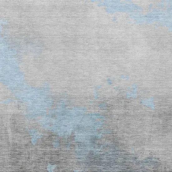 Blue And Charcoal Abstract Washable Indoor Outdoor Area Rug Photo 3