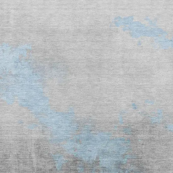 Blue And Charcoal Abstract Washable Indoor Outdoor Area Rug Photo 3