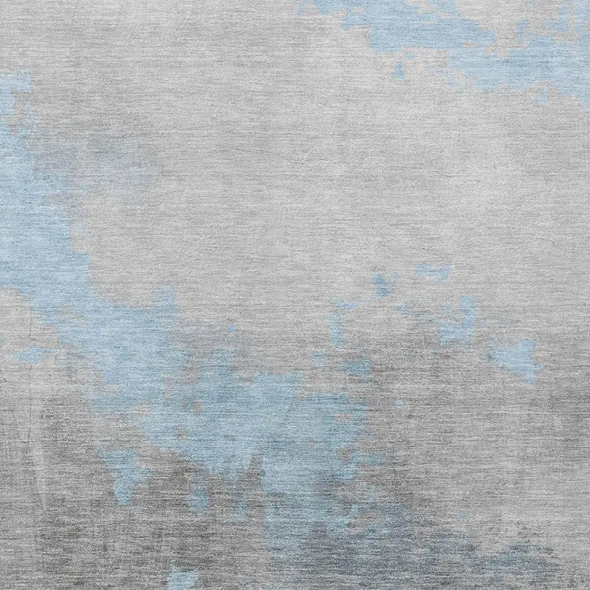 Blue And Charcoal Abstract Washable Indoor Outdoor Area Rug Photo 3