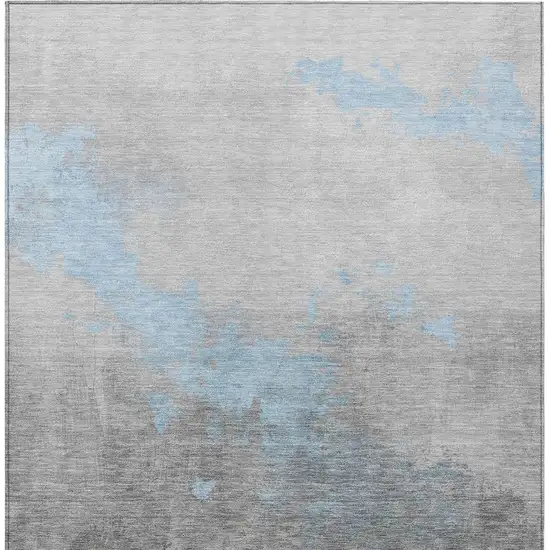 Blue And Charcoal Abstract Washable Indoor Outdoor Area Rug Photo 4