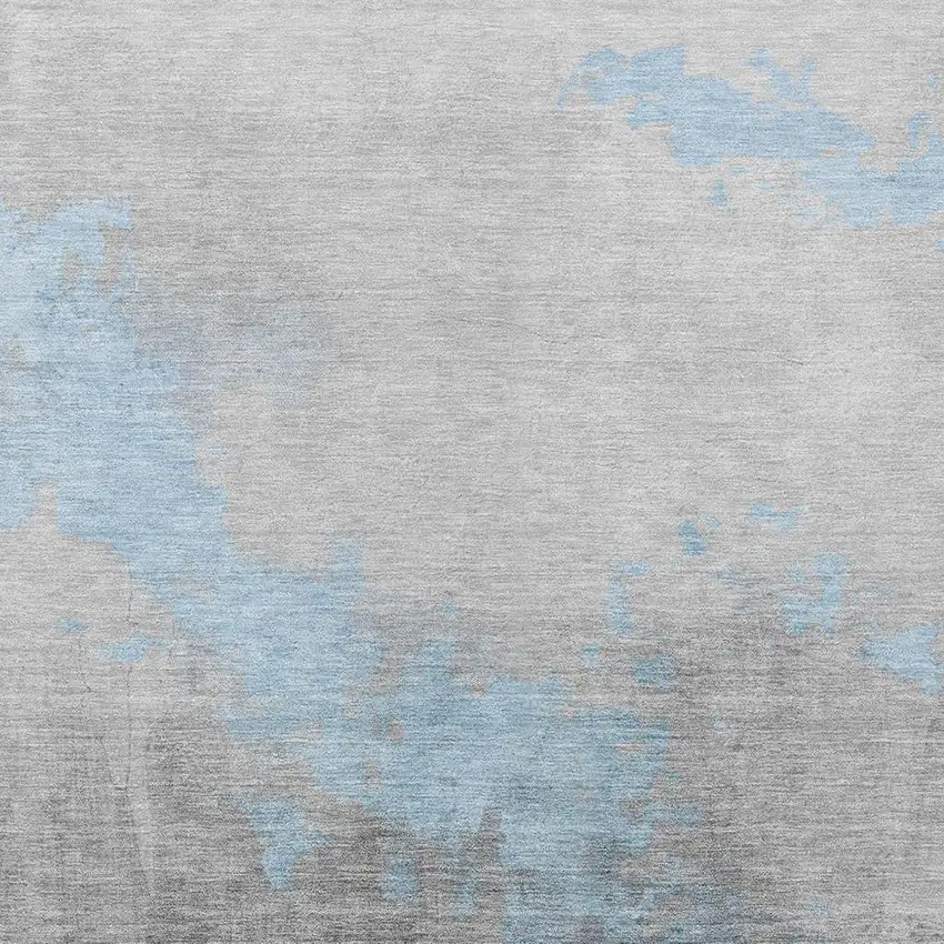 Blue And Charcoal Abstract Washable Indoor Outdoor Area Rug Photo 4