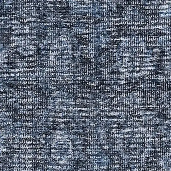 Blue And Charcoal Damask Washable Area Rug With UV Protection Photo 4