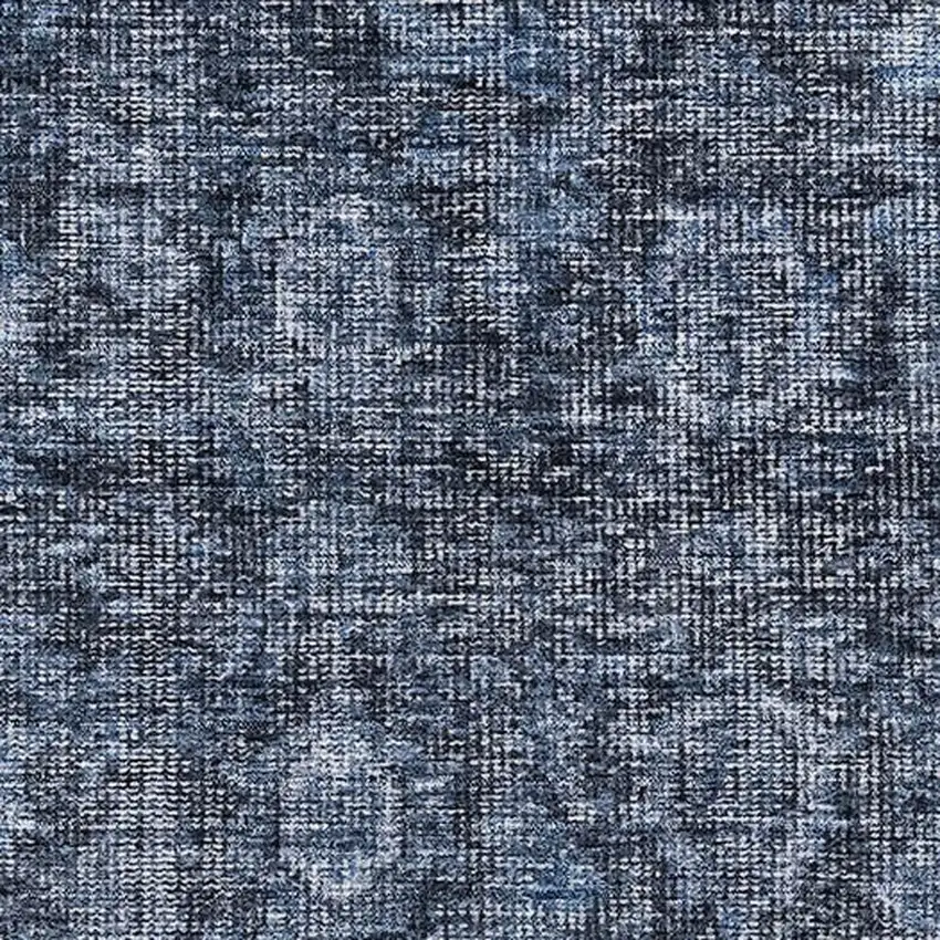 Blue And Charcoal Damask Washable Area Rug With UV Protection Photo 4