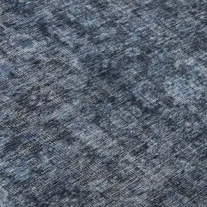 Photo of Blue And Charcoal Damask Washable Area Rug With UV Protection