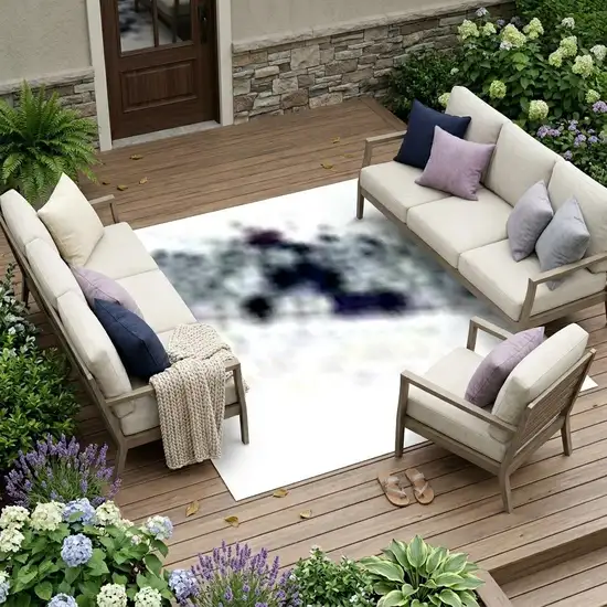 Blue And Charcoal Geometric Washable Indoor Outdoor Area Rug Photo 1