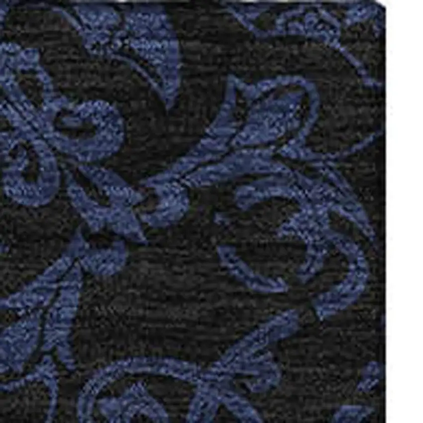 Blue And Charcoal Medallion Washable Area Rug With UV Protection Photo 4