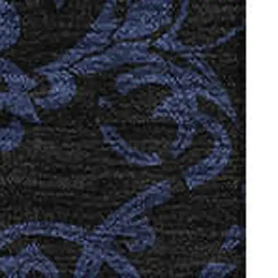 Blue And Charcoal Medallion Washable Area Rug With UV Protection Photo 3