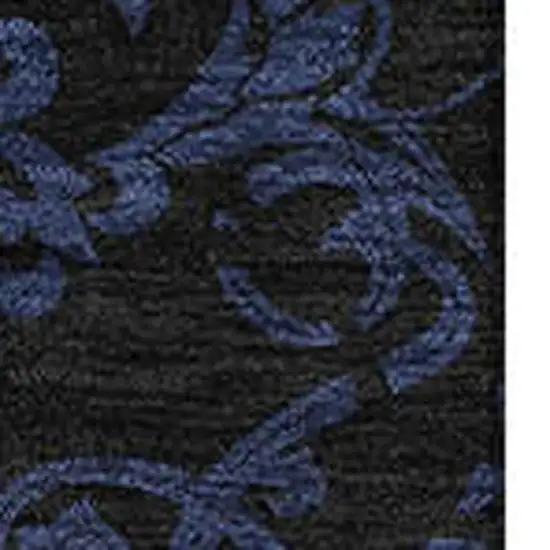 Blue And Charcoal Medallion Washable Area Rug With UV Protection Photo 3