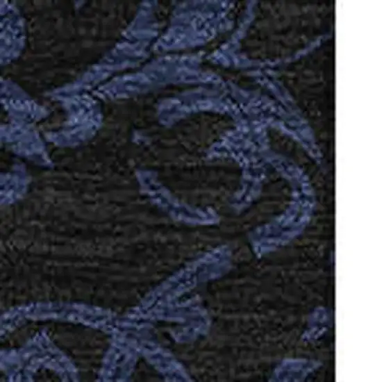 Blue And Charcoal Medallion Washable Area Rug With UV Protection Photo 3