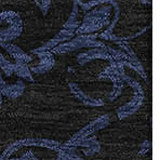 Blue And Charcoal Medallion Washable Area Rug With UV Protection Photo 3