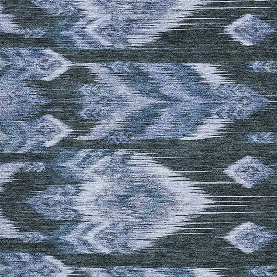 Blue And Charcoal Southwestern Washable Area Rug With UV Protection Photo 3
