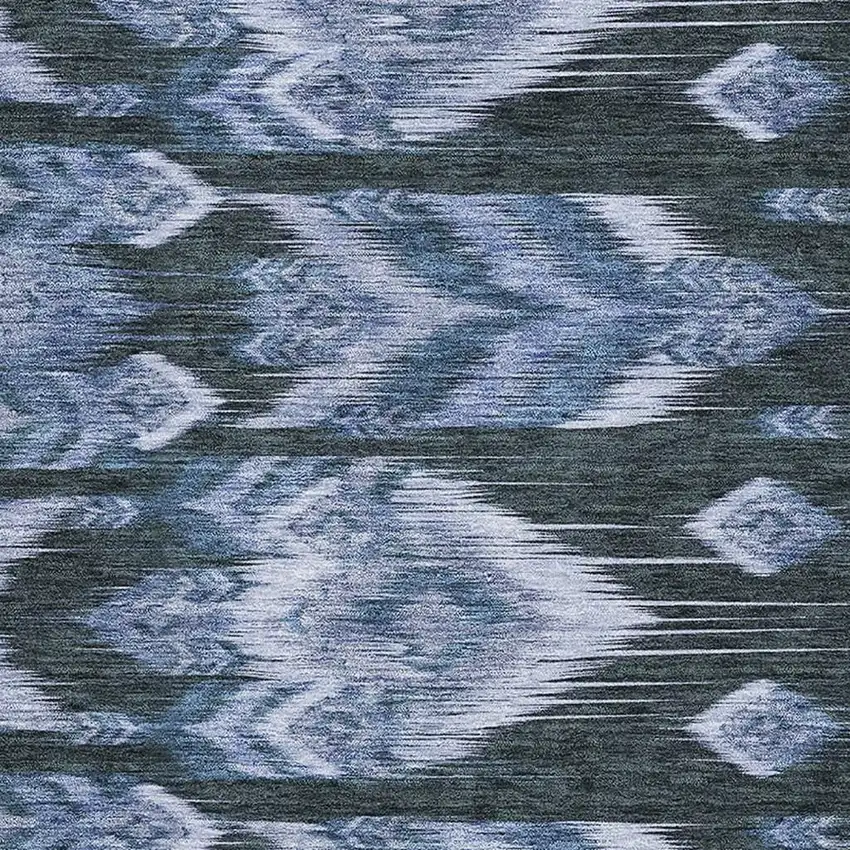 Blue And Charcoal Southwestern Washable Area Rug With UV Protection Photo 3