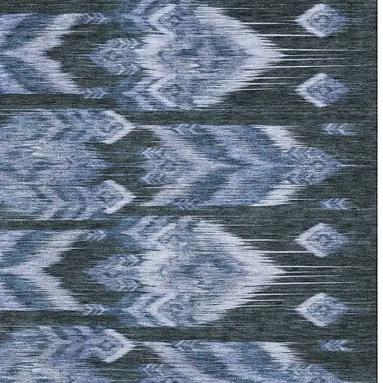 Blue And Charcoal Southwestern Washable Area Rug With UV Protection Photo 4