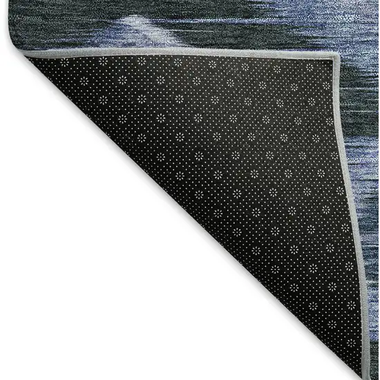 Blue And Charcoal Southwestern Washable Area Rug With UV Protection Photo 7