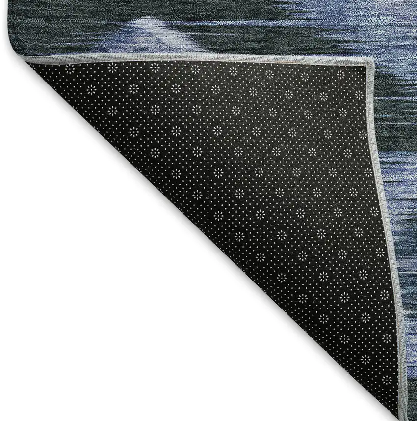 Blue And Charcoal Southwestern Washable Area Rug With UV Protection Photo 7